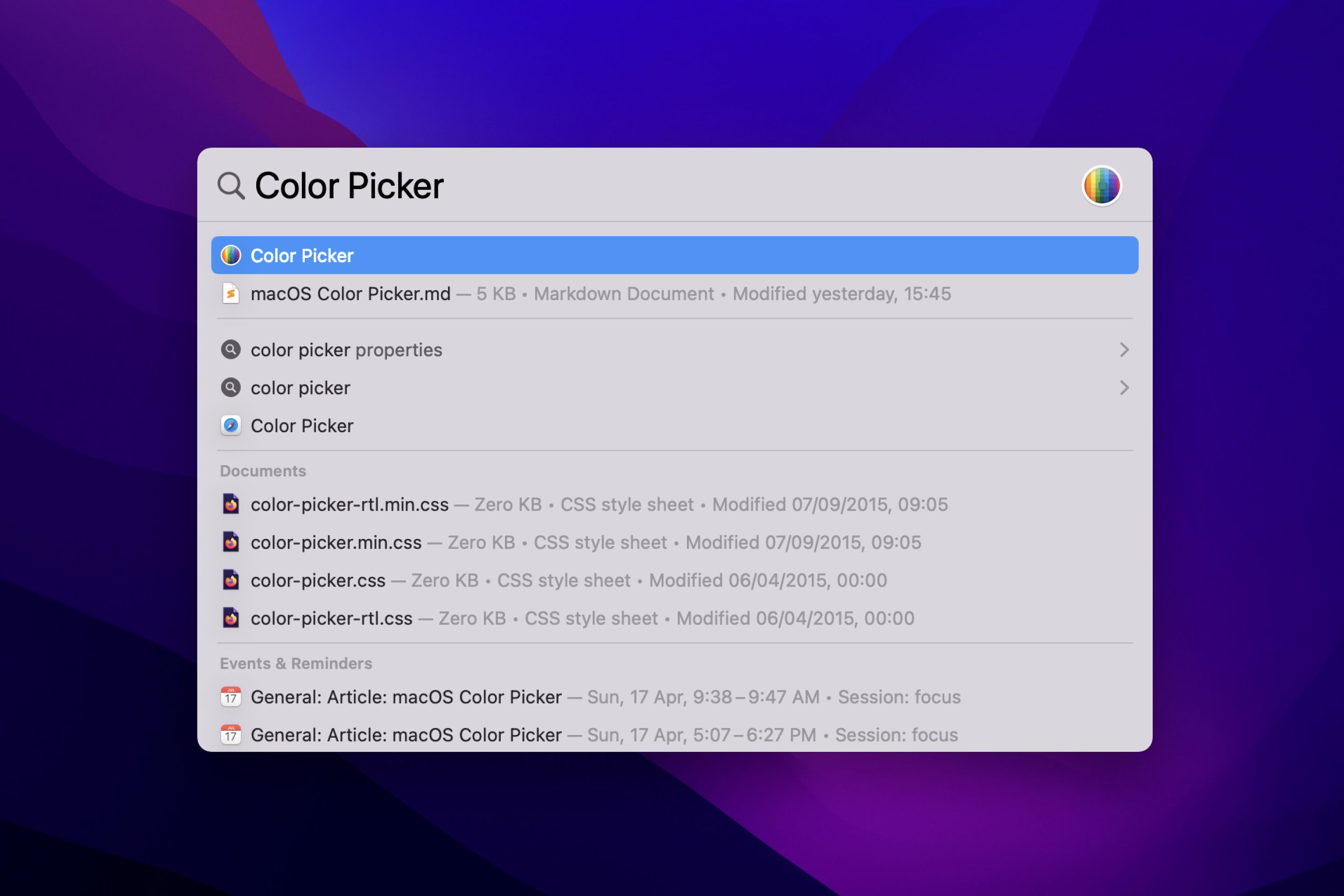 macOS Color Picker