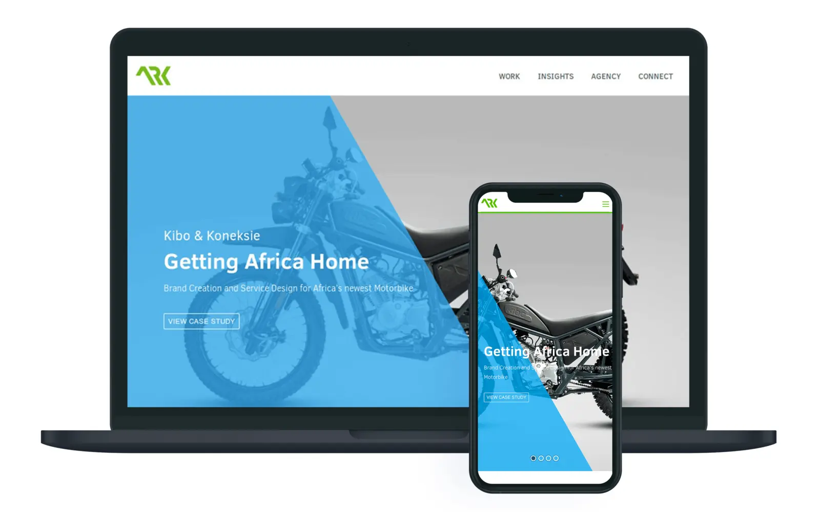The redesigned ARK Africa website on a laptop and a phone