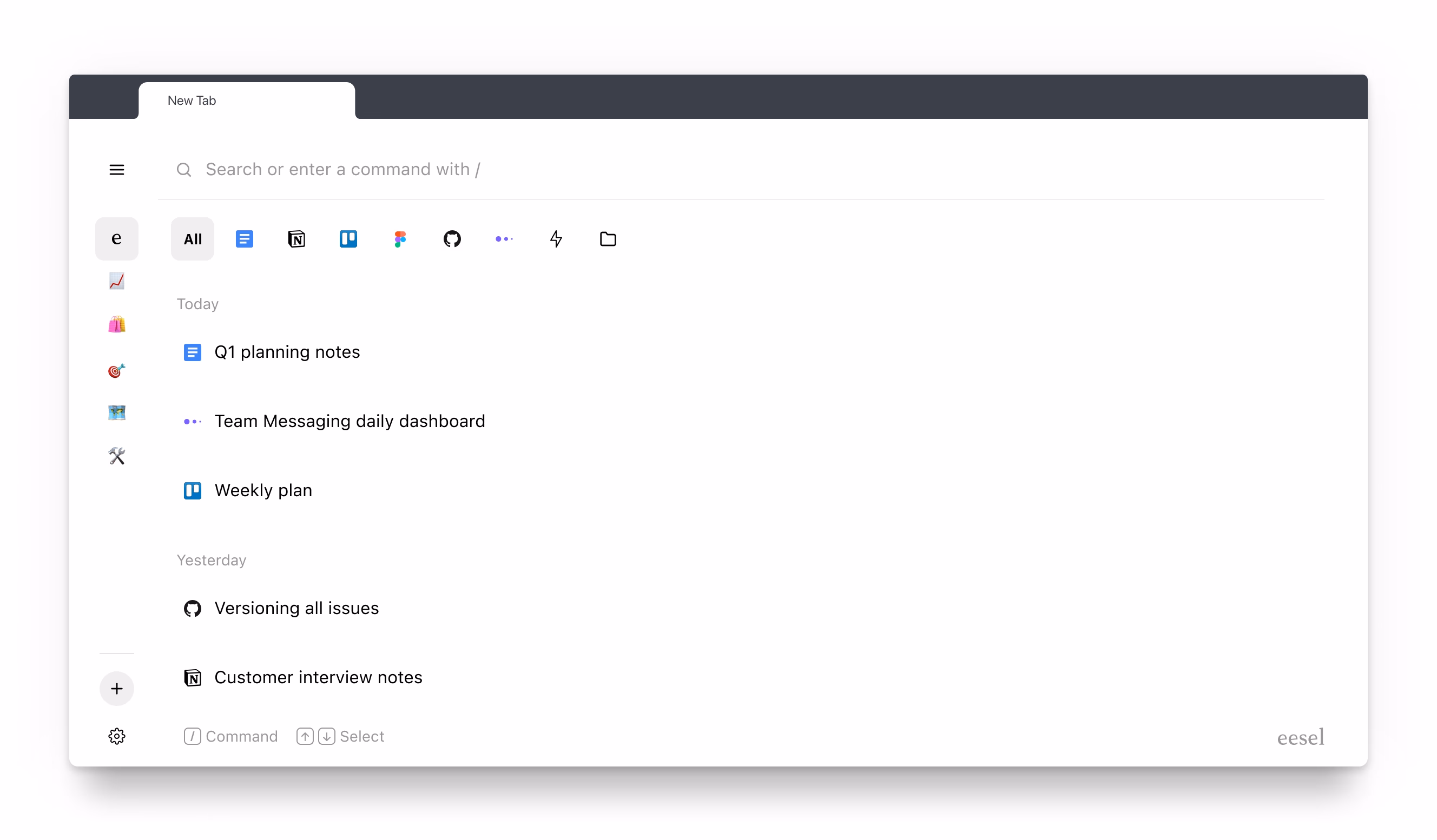 Eesel new tab interface