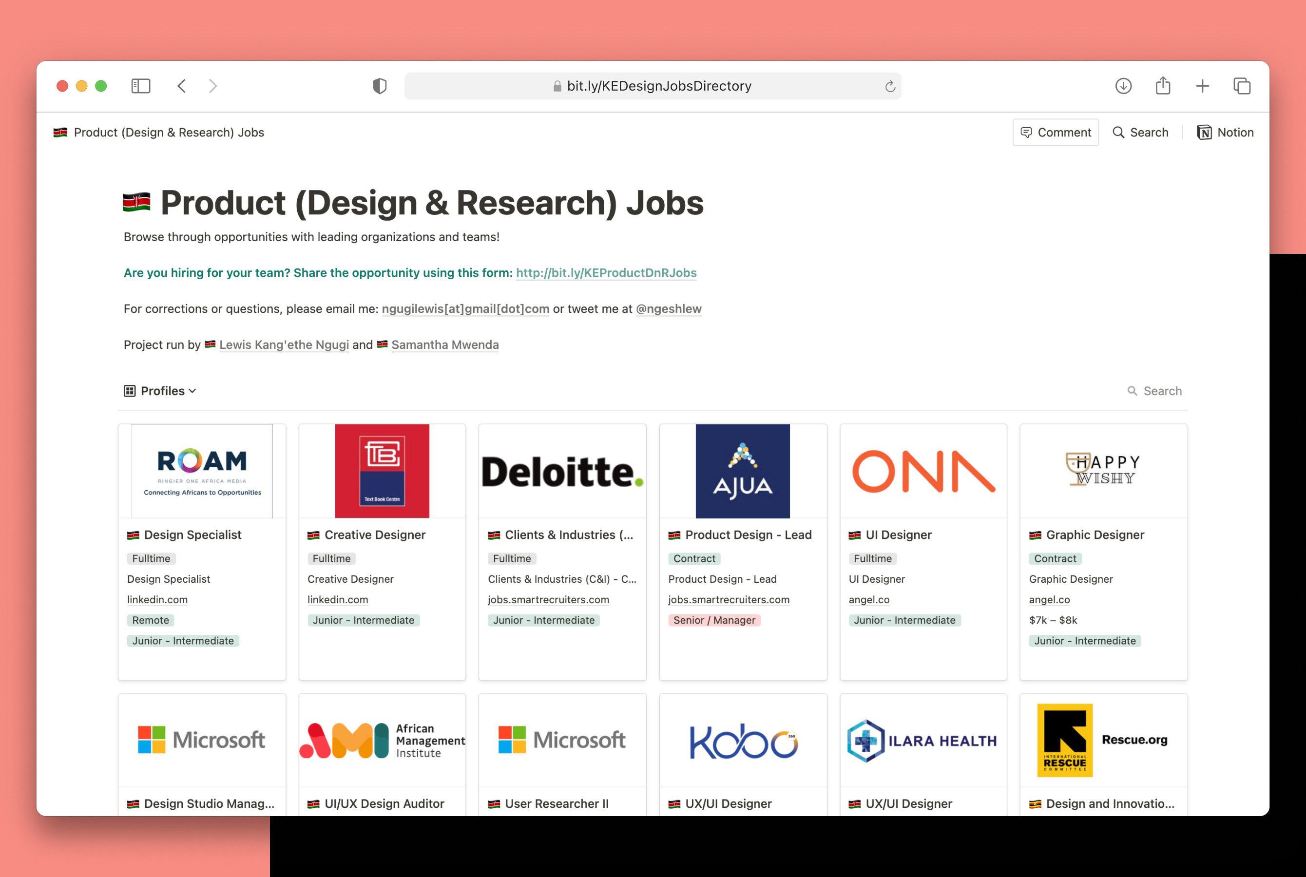 Kenya Product (Design and Research) Jobs Directory