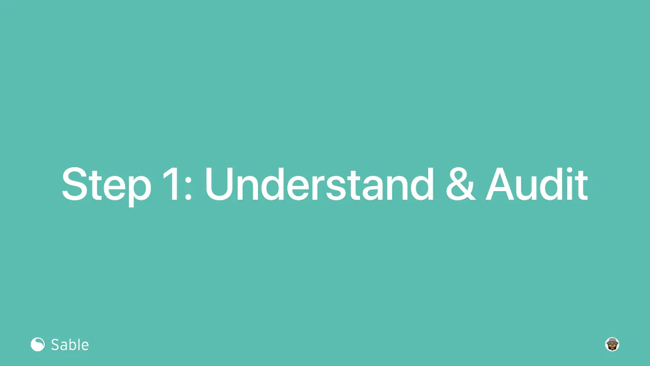 Slide 4 of 24. Section slide: Step 1, Understand and Audit